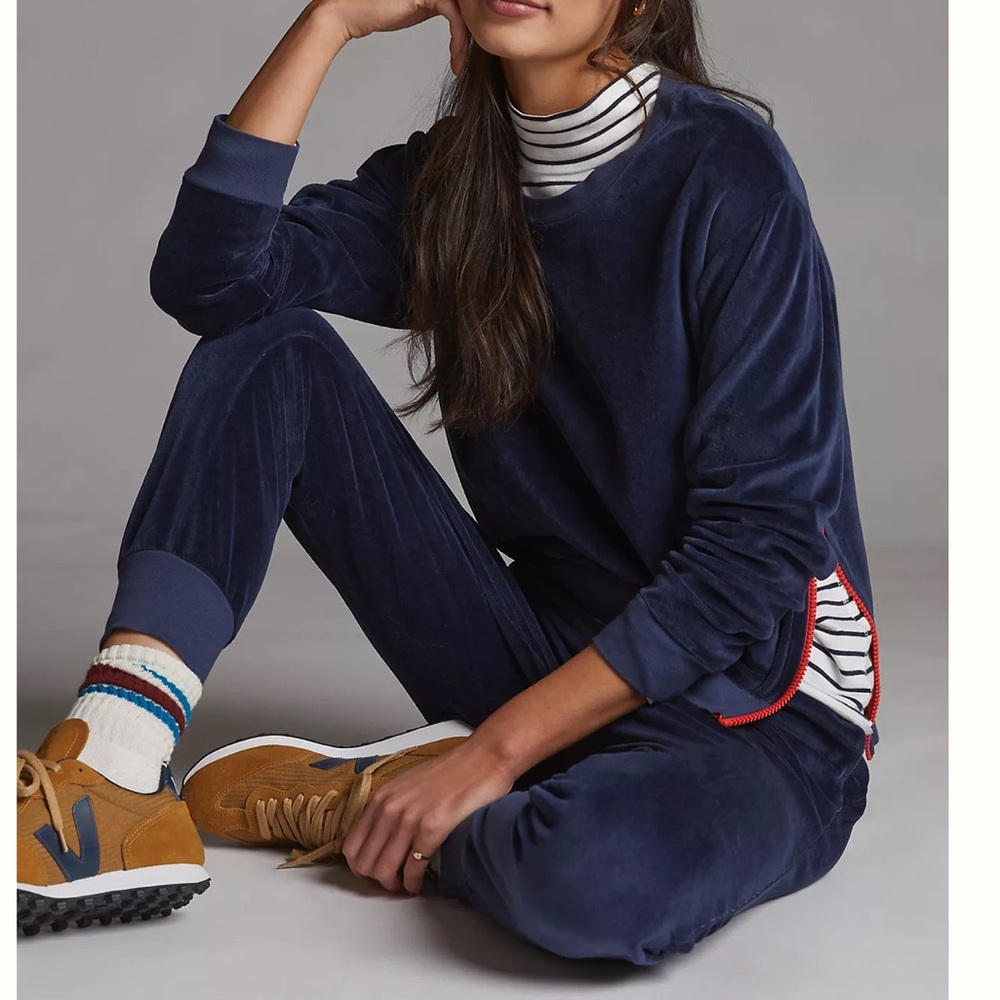 NWT SUNDRY Velvet Sidezip Sweatshirt Navy, size 2 (Medium)